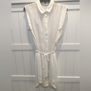 TRINA TURK White Dress Drawstring Waist Size 8 *Dry Cleaned* EUC, PERFORATED